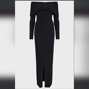 Killstar Black Off-Shoulder Ribbed Dress